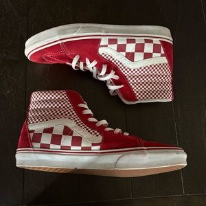 Vans Sk8-Hi Mix Checker Men's Shoes Chili Pepper Red Grunge Punk Size‎ 11.5